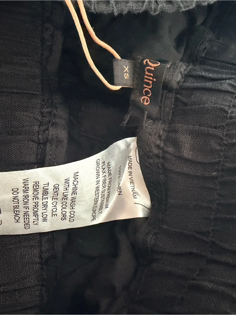 NWT Quince 100% European Linen Wide Leg Pants Black XS SP25